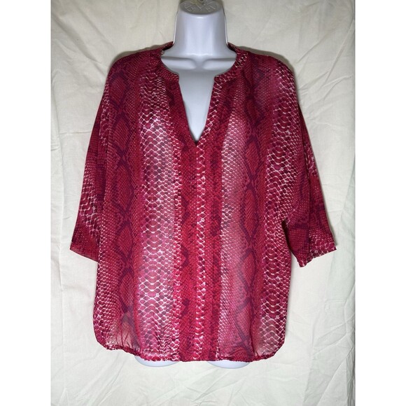 a.n.a. Women's Pink and Red Snakeskin Print Blouse Size XL - Picture 1 of 10